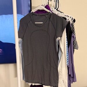 Lululemon Swiftie Striped Short-Sleeve Crewneck Top - Black/White